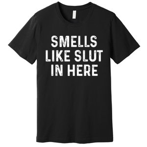 Funny Smells Like Slut In Here Gift Offensive Funny Adult Humor Gift Premium T-Shirt