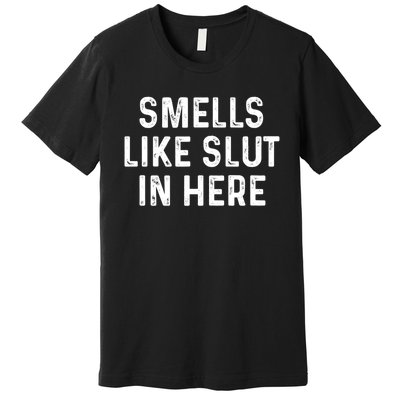 Funny Smells Like Slut In Here Gift Offensive Funny Adult Humor Gift Premium T-Shirt