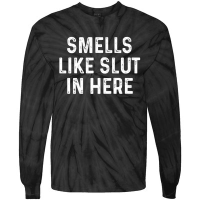 Funny Smells Like Slut In Here Gift Offensive Funny Adult Humor Gift Tie-Dye Long Sleeve Shirt