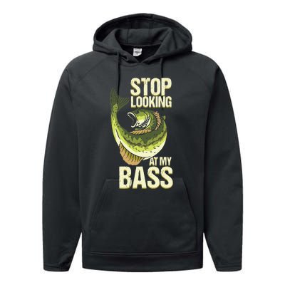 Fishing Stop Looking At My Bass Lake Novelty Performance Fleece Hoodie