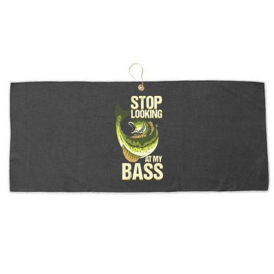 Fishing Stop Looking At My Bass Lake Novelty Large Microfiber Waffle Golf Towel