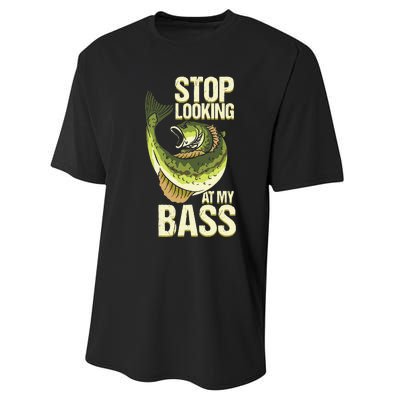 Fishing Stop Looking At My Bass Lake Novelty Performance Sprint T-Shirt