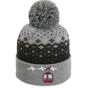 Funny Ski Lift Heartbeat Design Skier Gift For Skier The Baniff Cuffed Pom Beanie