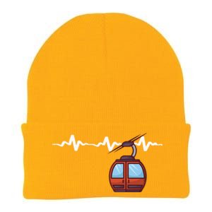 Funny Ski Lift Heartbeat Design Skier Gift For Skier Knit Cap Winter Beanie