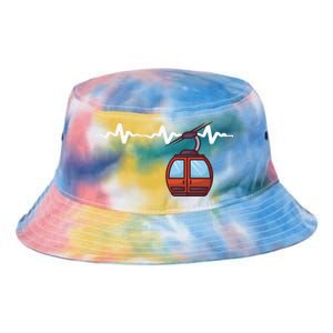 Funny Ski Lift Heartbeat Design Skier Gift For Skier Tie Dye Newport Bucket Hat