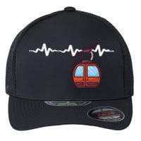 Funny Ski Lift Heartbeat Design Skier Gift For Skier Flexfit Unipanel Trucker Cap