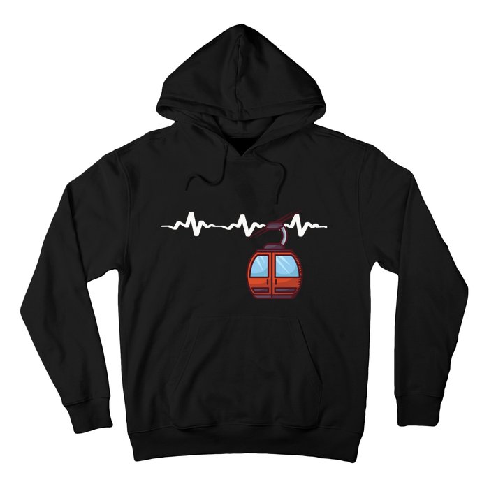 Funny Ski Lift Heartbeat Design Skier Gift For Skier Hoodie