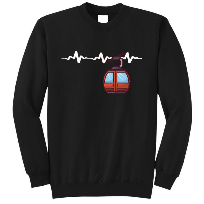 Funny Ski Lift Heartbeat Design Skier Gift For Skier Sweatshirt