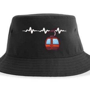 Funny Ski Lift Heartbeat Design Skier Gift For Skier Sustainable Bucket Hat