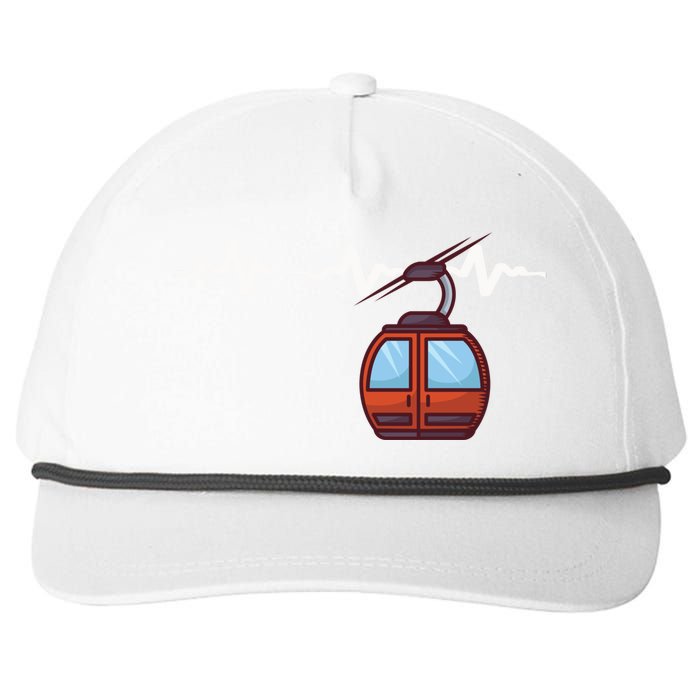 Funny Ski Lift Heartbeat Design Skier Gift For Skier Snapback Five-Panel Rope Hat