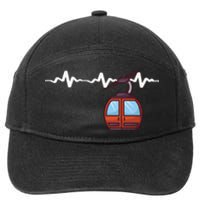 Funny Ski Lift Heartbeat Design Skier Gift For Skier 7-Panel Snapback Hat