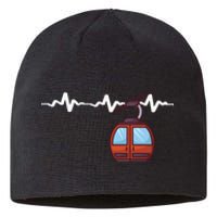 Funny Ski Lift Heartbeat Design Skier Gift For Skier Sustainable Beanie