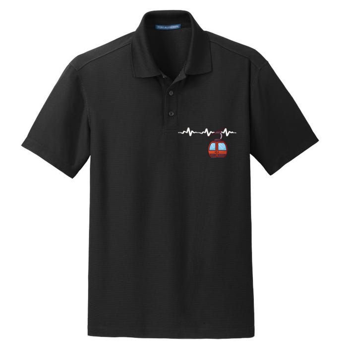 Funny Ski Lift Heartbeat Design Skier Gift For Skier Dry Zone Grid Polo