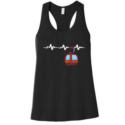 Funny Ski Lift Heartbeat Design Skier Gift For Skier Women's Racerback Tank