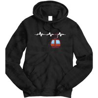 Funny Ski Lift Heartbeat Design Skier Gift For Skier Tie Dye Hoodie