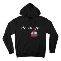 Funny Ski Lift Heartbeat Design Skier Gift For Skier Tall Hoodie