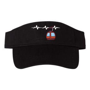 Funny Ski Lift Heartbeat Design Skier Gift For Skier Valucap Bio-Washed Visor