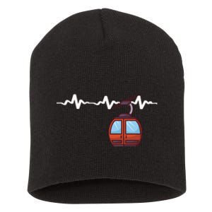 Funny Ski Lift Heartbeat Design Skier Gift For Skier Short Acrylic Beanie