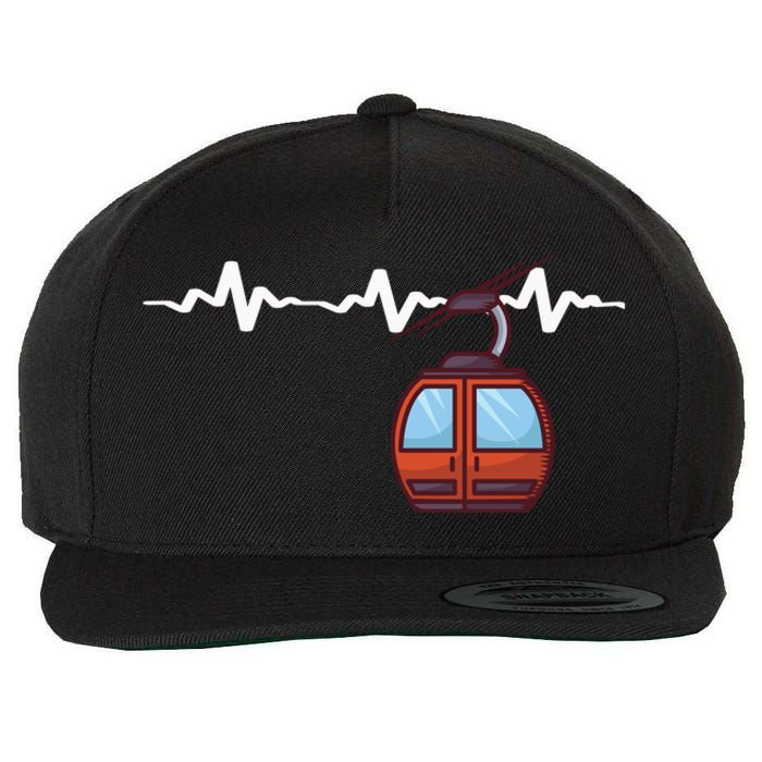 Funny Ski Lift Heartbeat Design Skier Gift For Skier Wool Snapback Cap