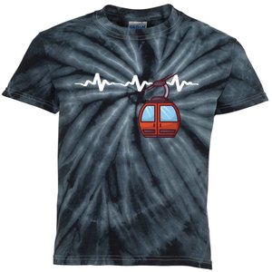 Funny Ski Lift Heartbeat Design Skier Gift For Skier Kids Tie-Dye T-Shirt