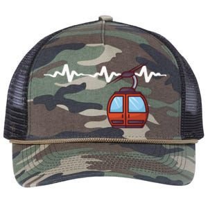 Funny Ski Lift Heartbeat Design Skier Gift For Skier Retro Rope Trucker Hat Cap