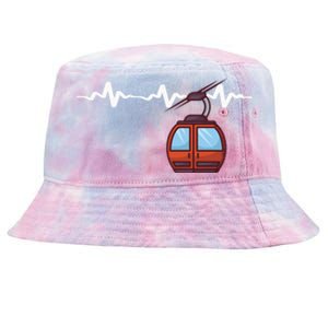 Funny Ski Lift Heartbeat Design Skier Gift For Skier Tie-Dyed Bucket Hat