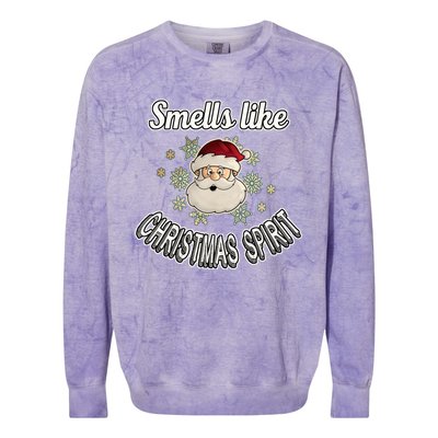 Funny Smells Like Christmas Spirit Santa Snowflake Funny Gift Colorblast Crewneck Sweatshirt