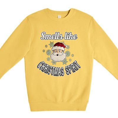 Funny Smells Like Christmas Spirit Santa Snowflake Funny Gift Premium Crewneck Sweatshirt