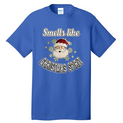 Funny Smells Like Christmas Spirit Santa Snowflake Funny Gift Tall T-Shirt