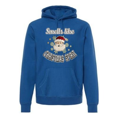 Funny Smells Like Christmas Spirit Santa Snowflake Funny Gift Premium Hoodie