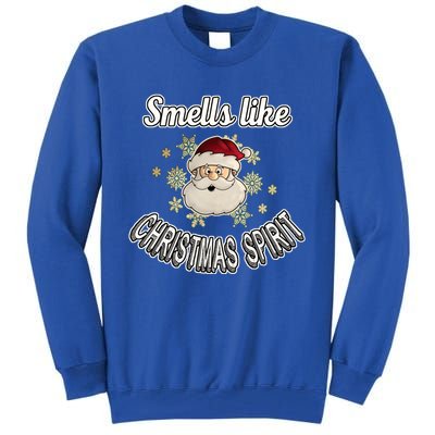 Funny Smells Like Christmas Spirit Santa Snowflake Funny Gift Tall Sweatshirt