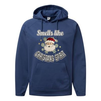 Funny Smells Like Christmas Spirit Santa Snowflake Funny Gift Performance Fleece Hoodie