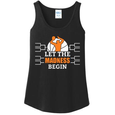 Funny Sport Let The Madness Begin Basketball Ladies Essential Tank