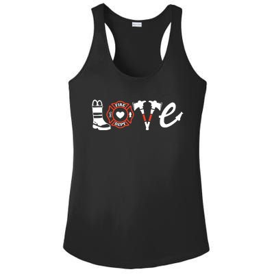 Firefighter Shirts Love Firefighter Tee Firefighter Gift Ladies PosiCharge Competitor Racerback Tank