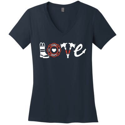 Firefighter Shirts Love Firefighter Tee Firefighter Gift Women's V-Neck T-Shirt