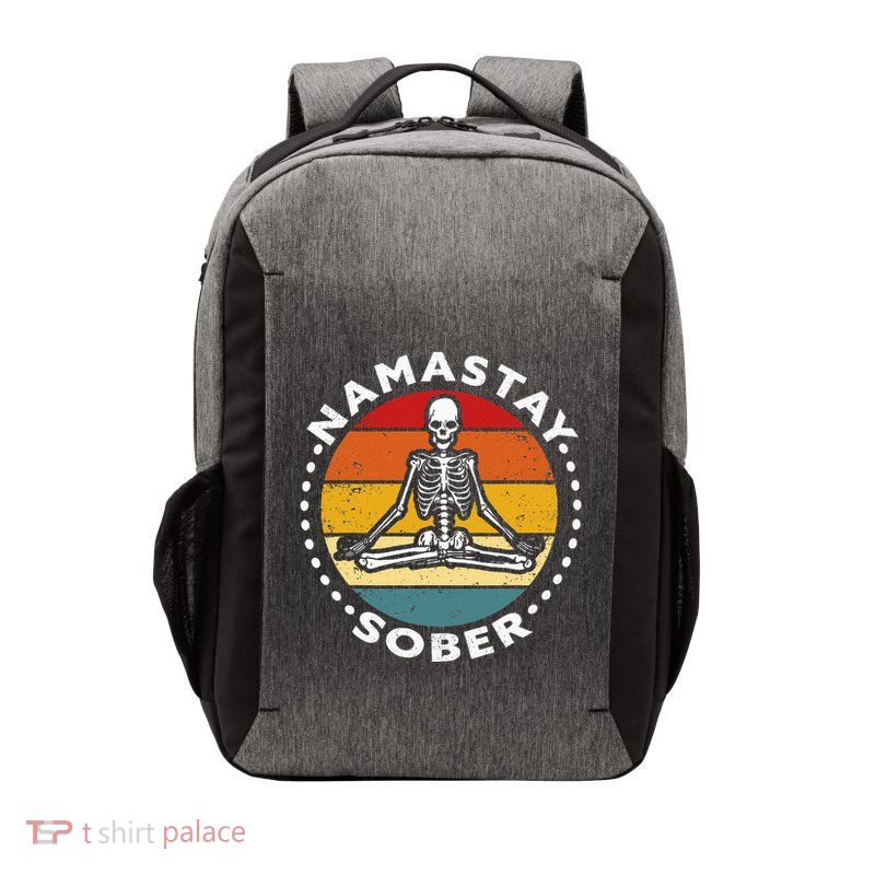 Funny Skeleton Lotus Position Yoga Sober Addiction Recovery Vector Backpack