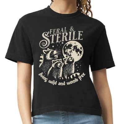 Feral & Sterile Living Wild And Womb Free Funny Racoon Comfort Colors Boxy T-Shirt