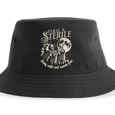 Feral & Sterile Living Wild And Womb Free Funny Racoon Sustainable Bucket Hat