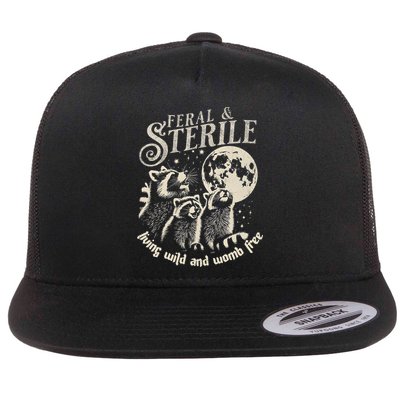 Feral & Sterile Living Wild And Womb Free Funny Racoon Flatbill Hat