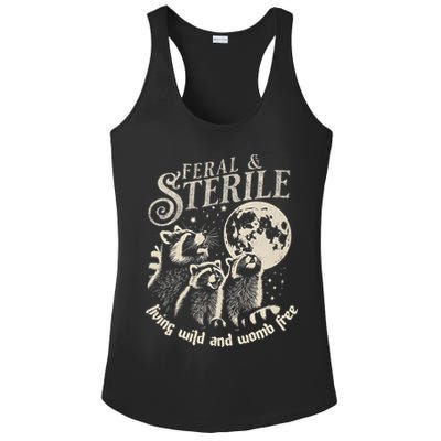 Feral & Sterile Living Wild And Womb Free Funny Racoon Ladies PosiCharge Competitor Racerback Tank