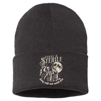 Feral & Sterile Living Wild And Womb Free Funny Racoon Sustainable Knit Beanie