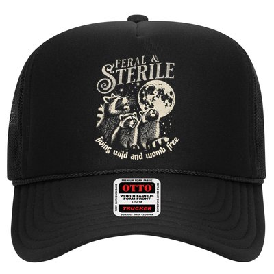 Feral & Sterile Living Wild And Womb Free Funny Racoon Trucker Hat