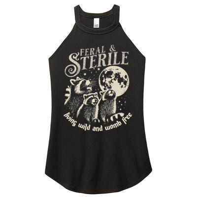 Feral & Sterile Living Wild And Womb Free Funny Racoon Women's Perfect Tri Rocker Tank
