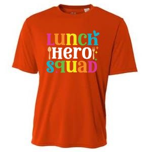 Funny School Lunch Hero Squad Funny Cafeteria Workers Cute Gift Cooling Performance Crew T-Shirt