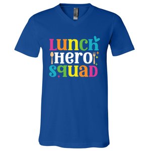 Funny School Lunch Hero Squad Funny Cafeteria Workers Cute Gift V-Neck T-Shirt