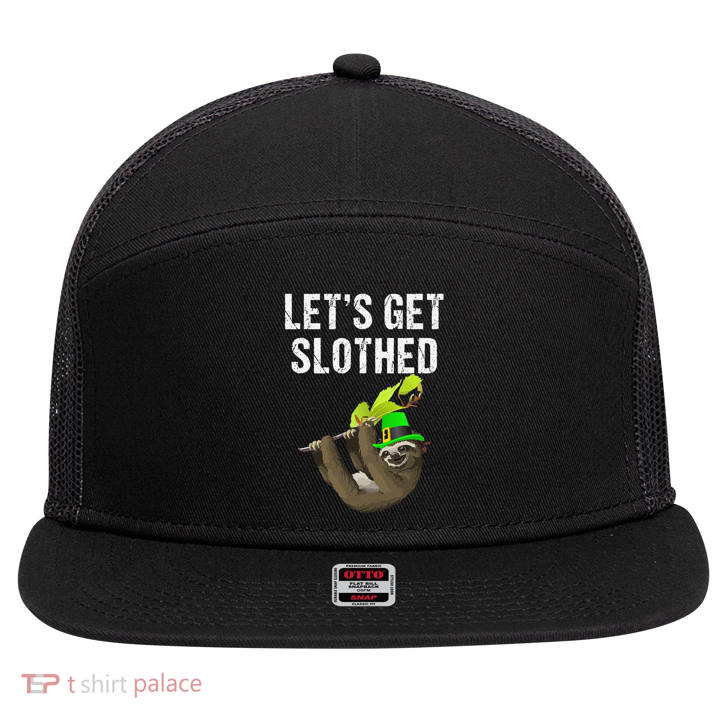 Funny Sloth Lovers Saint Patrick's Day Gift 7 Panel Mesh Trucker Snapback Hat