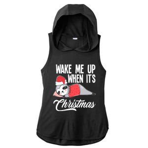 Funny Sloth Lover Wake Me Up When ItS Christmas Gift Ladies PosiCharge Tri-Blend Wicking Draft Hoodie Tank