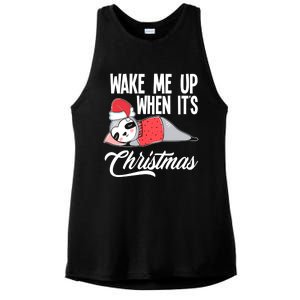 Funny Sloth Lover Wake Me Up When ItS Christmas Gift Ladies PosiCharge Tri-Blend Wicking Tank