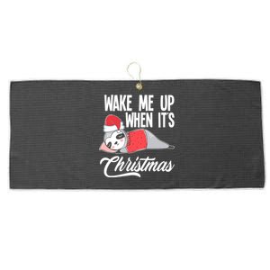 Funny Sloth Lover Wake Me Up When ItS Christmas Gift Large Microfiber Waffle Golf Towel