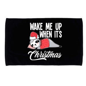 Funny Sloth Lover Wake Me Up When ItS Christmas Gift Microfiber Hand Towel